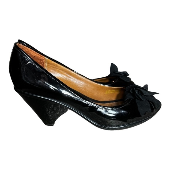 Geox peep toe cone heel patent leather heels size 39 - Picture 2 of 11